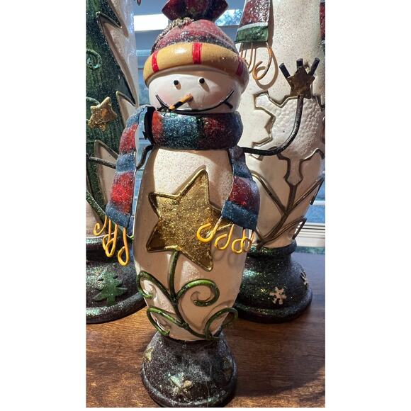 Set of 3 Holiday Winter Christmas Table top Decorative Snowmen Various Sizes - Picture 11 of 12